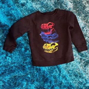 Black sweater with 3 dinosaurs on the front